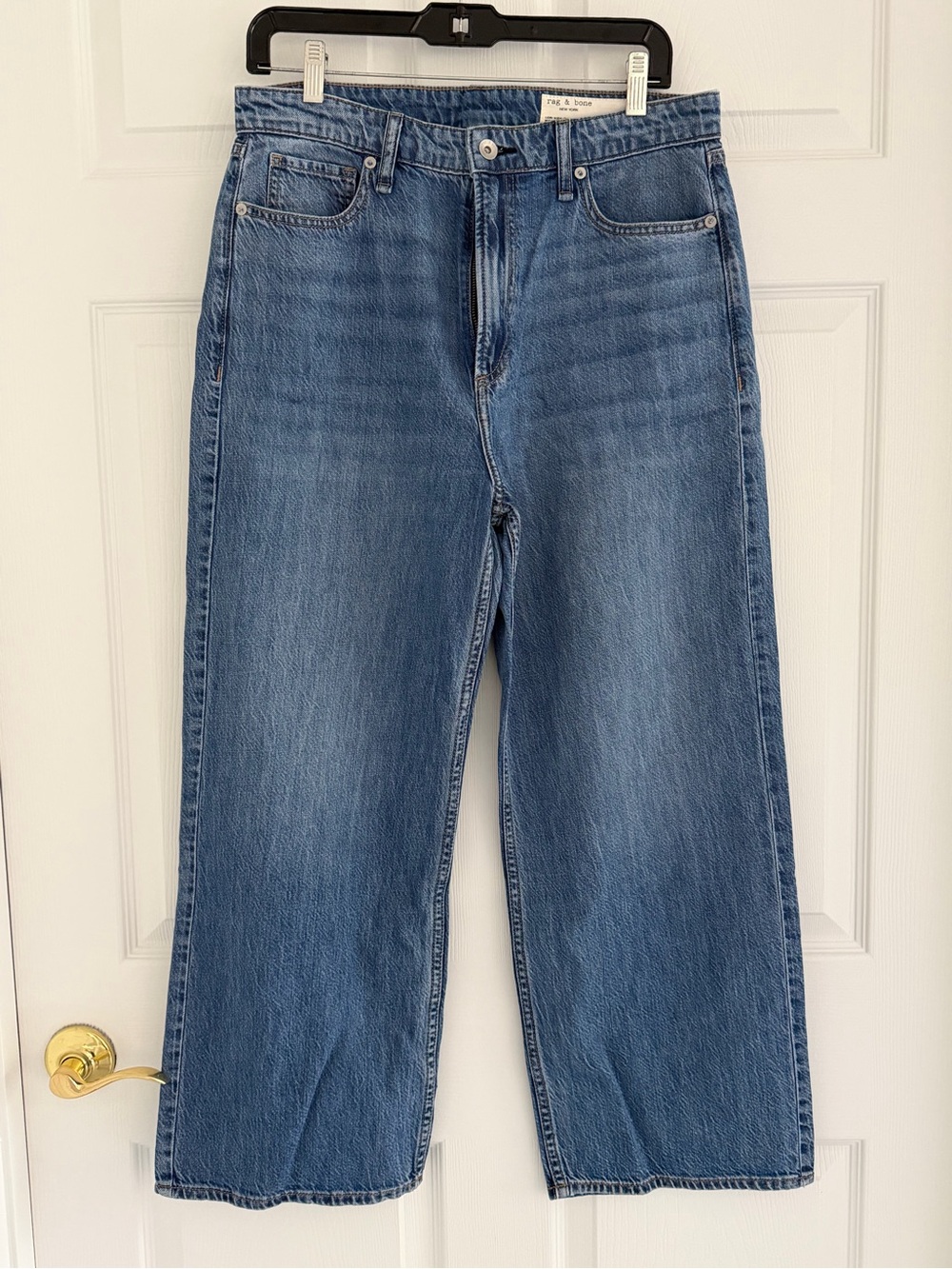 rag & bone Relaxed Wide-Leg Denim Jeans - Mid Blue